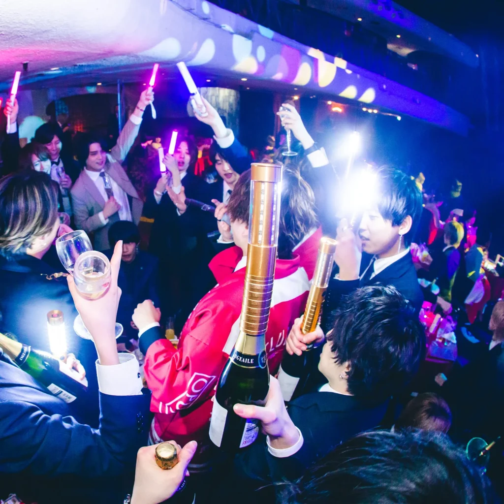 Champagne call celebration at a Japanese host club in Kabukicho Tokyo